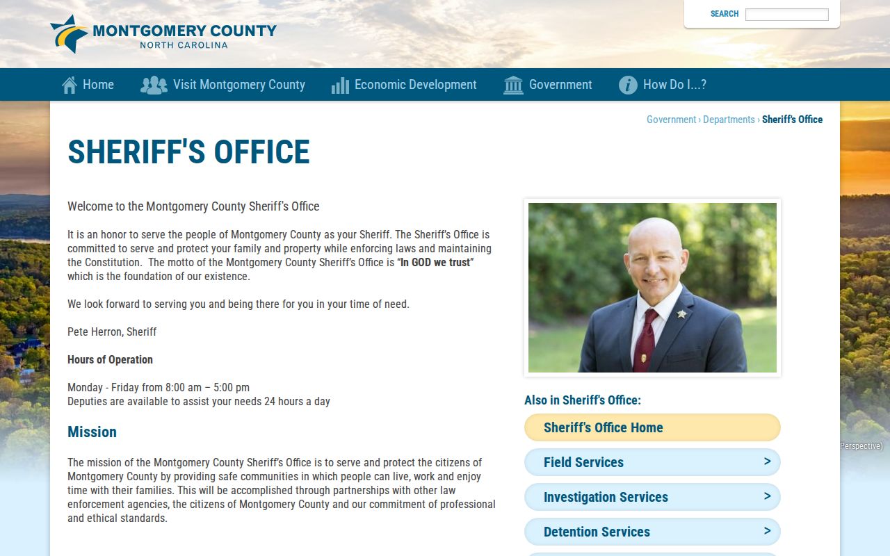 Montgomery County Sheriff's Office arrest records contact page