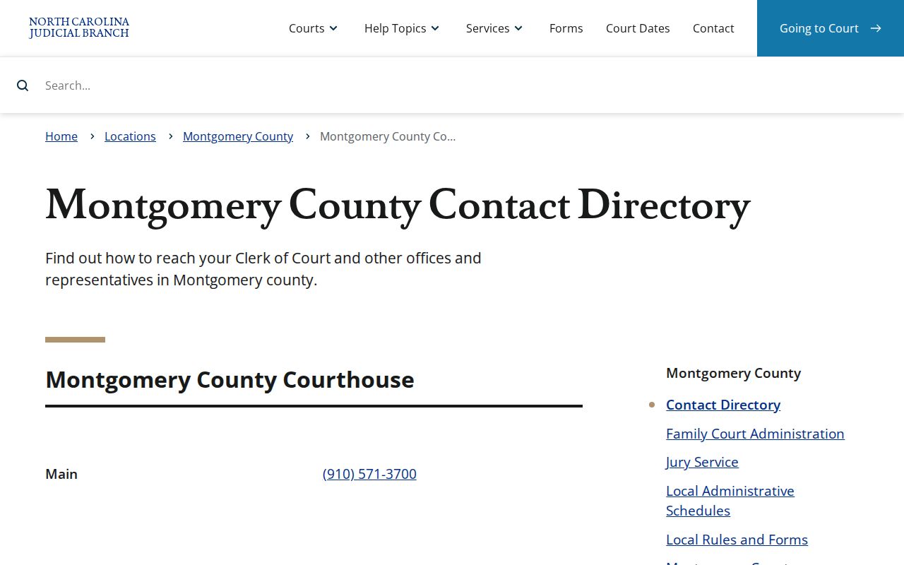 Montgomery County criminal court case contact directory
