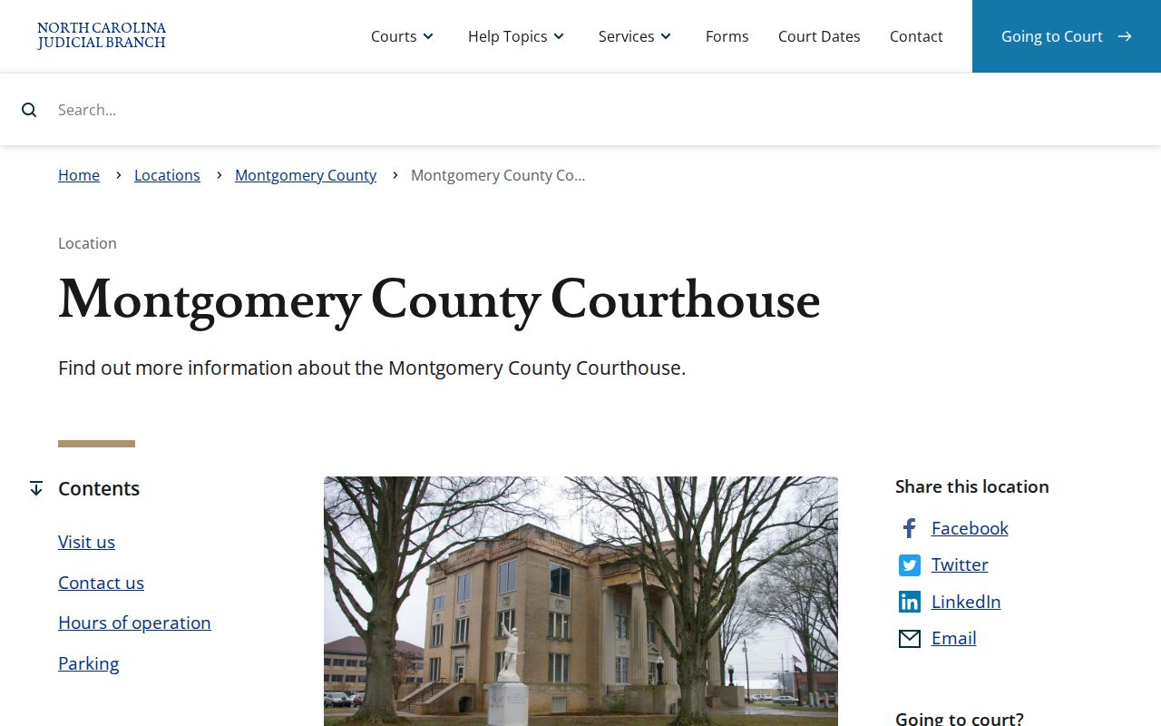 Montgomery County courthouse for criminal court case records
