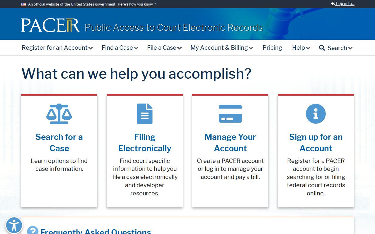 Federal PACER search separate from Montgomery County criminal court cases