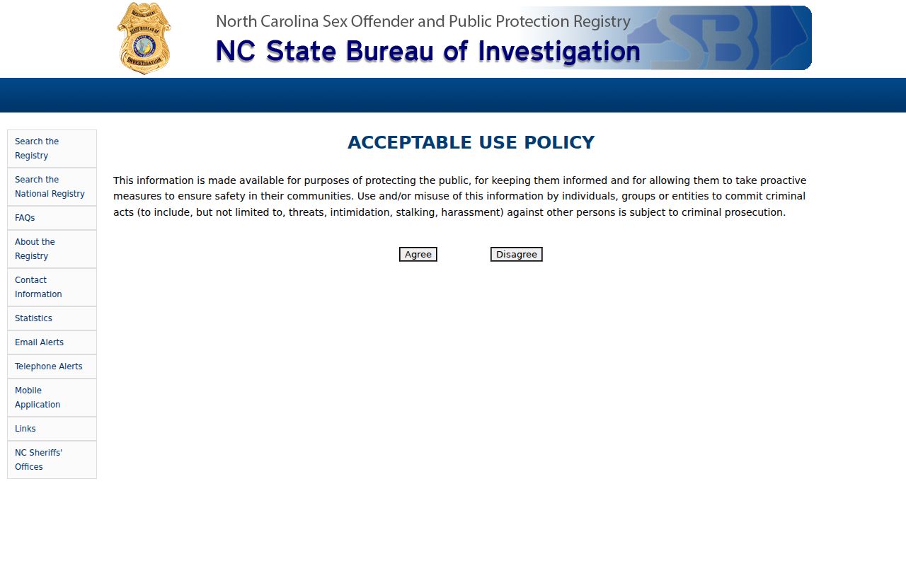 Montgomery County sex offender registry search on the North Carolina NCSBI site